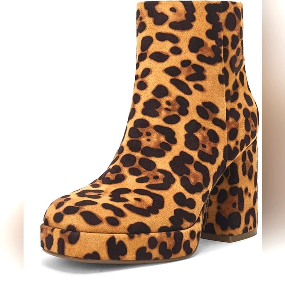 (34-4511)  Rilista Women's Platform Boots Ankle Booties Square Toe Sz 10